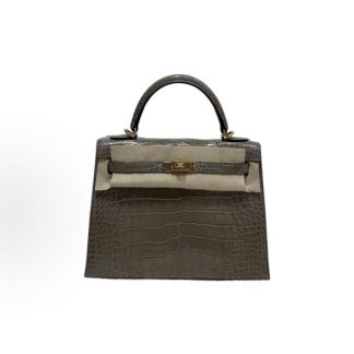 HERMES Kelly 25 Gold Buckle Kelly Bag Shoulder Tote 25 Women's 81 Gris Tourterelle Turtledove Grey