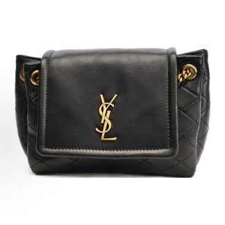 SAINT LAURENT YSL nolita Gold Label Logo Rhombus Chain Crossbody Shoulder Bag Mini Women's Black