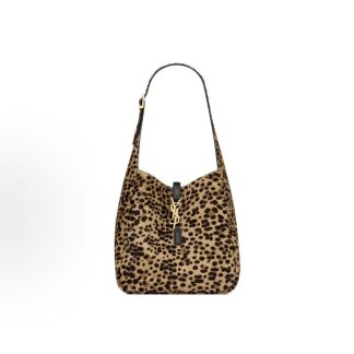 SAINT LAURENT LE5A7 Adjustable Strap Leopard Print Shoulder Bag Women's Beige Black