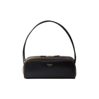 PRADA Swing Swing Embossed Logo on Front Shoulder Bag Women's Black
