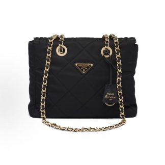 PRADA Re-Edition 1995 Chaine Metal Logo Rhombus Tote Bag Tote Bag Shopping Bag Tramp Bag Parachute Bag Crossbody Shoulder Bag Women's Black