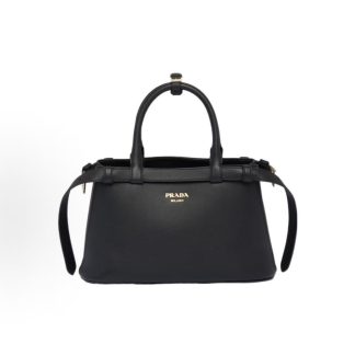 PRADA Buckle Print Letter Logo Detachable Adjustable Strap Crossbody Tote Small Women's Black