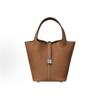 HERMES Picotin Lock 22 Silver Buckle Vegetable Basket Bucket Bag Tote 22 Women's 37 Gold Gold Brown