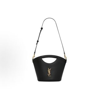 SAINT LAURENT Distressed Bronzer Hardware Detachable Adjustable Strap Vegetable Basket Bag Shoulder Crossbody Handbag Mini Women's Black