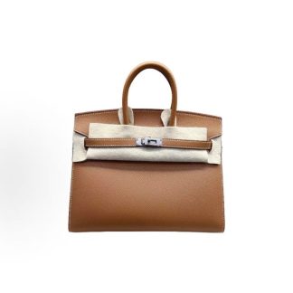 Hermes Birkin 25 Silver Buckle Platinum Bag Tote 25 Women's 37 Gold Brown