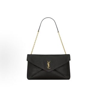 SAINT LAURENT YSL ENVELOPE Gold Hardware Panel Envelope Bag Crossbody Shoulder Bag Large Women's Black