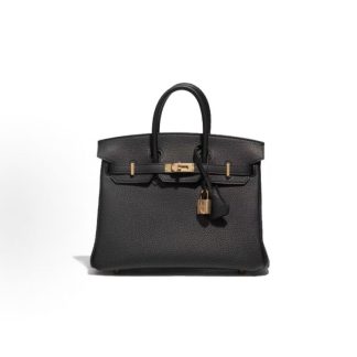 Hermes Birkin 25 Rose Gold Buckle Platinum Bag Tote 25 Women's 89 Noir Black