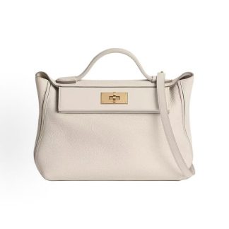HERMES 24/24 29 Gold Buckle Detachable Shoulder Strap One Shoulder Tote Women's Milkshake White