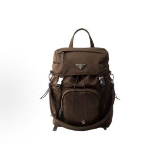 PRADA Re-Nylon Adjustable Detachable Webbing Handle Enameled Triangle Metal Logo Backpack Women's Backpack