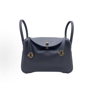 HERMES Lindy 26 Gold Buckle Tote 26 Women's 3Y Caban Tweed/Sailor Blue