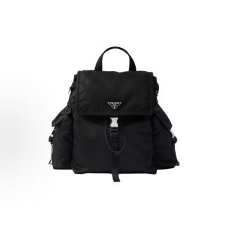 PRADA Explore Enamel Triangle Metal Logo Backpack Unisex Couple Black