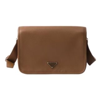 PRADA Brand Metal Logo Shoulder Bag Women's Brown