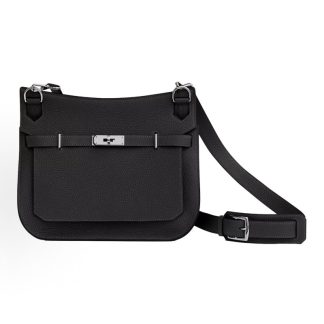HERMES Jypsiere Gypsy Silver Buckle Crossbody Bag Women's Noir Black