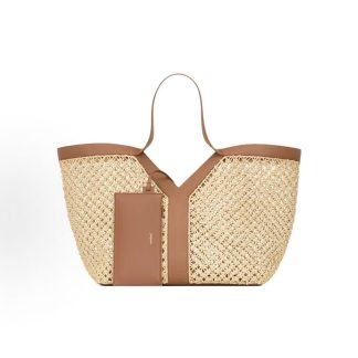 SAINT LAURENT YSL Y logo Bronze hardware Vegetable basket tote bag Tote bag Shopping bag handbag women's beige