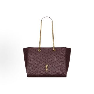 SAINT LAURENT Niki Classic Herringbone Topstitch Gold Letter Buoy Tote Bag Handheld Crossbody Bag