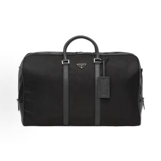 PRADA Brand Logo Travel Bag Tote Bag Unisex Couple Black