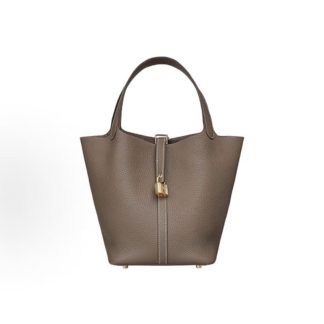 Hermes Picotin Lock 22 Gold Buckle Vegetable Basket Bucket Bag Tote 22 Women's 18 Etoupe Elephant Grey