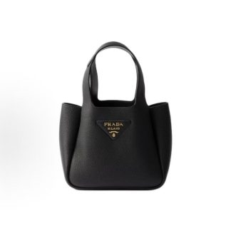 PRADA Metal Lettering Logo on Front Tote Bag Mini Women's Black