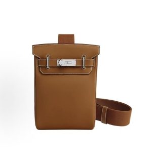 HERMES Hac a Dos 18 Silver Buckle Shoulder Bag Chest Bag 18 Men's 37 Gold Gold Brown