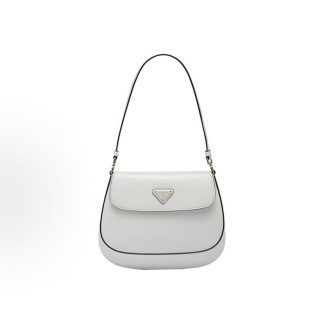 PRADA Cleo Glossy Flap Underarm Shoulder Bag Women's White