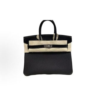 Hermes Birkin 25 Silver Buckle Platinum Bag Tote 25 Women's 89 Nior Black