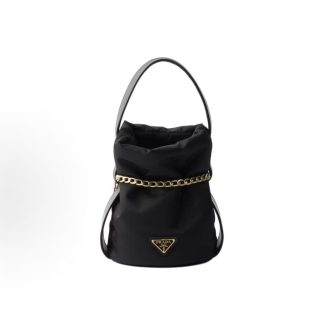PRADA Re-Nylon Triangle Metal Logo Tote Bag Small Women's Black