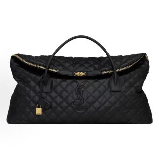 SAINT LAURENT YSL ES Quilted Distressed Duffed Travel Bag Women's Black