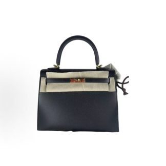 Hermes Kelly 25 Gold Buckle Kelly Bag Shoulder Tote 25 Women's 89 Nior Black