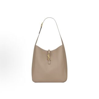 SAINT LAURENT YSL Le 5 A 7CASSANDRE Hook and Loop Closure Adjustable Shoulder Strap Shoulder Bag Large Women's Dust Grey