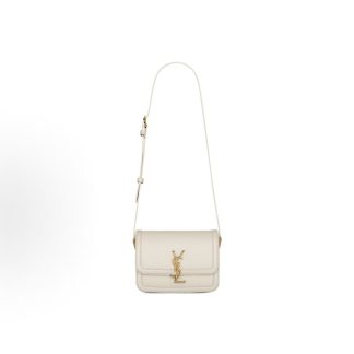 SAINT LAURENT YSL SOLFERINO Gold Label Logo Tofu Bag Shoulder Bag Small Women's White