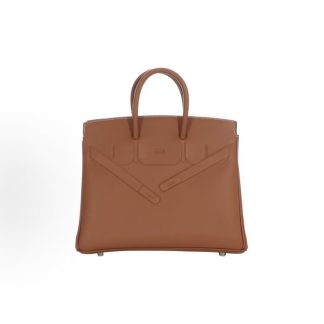 Hermes Birkin 25 Silver Buckle Platinum Bag Tote 25 Women's 37 Gold Brown