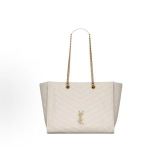 SAINT LAURENT Niki Metal Logo Shoulder Bag Regular Women's White