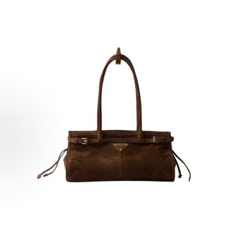 PRADA Bonnie soft lux Shoulder Tote Bag Medium Women's Cocoa Brown