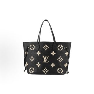 LOUIS VUITTON NEVERFULL MM Perlite Embossed Medium Black and Light Camel