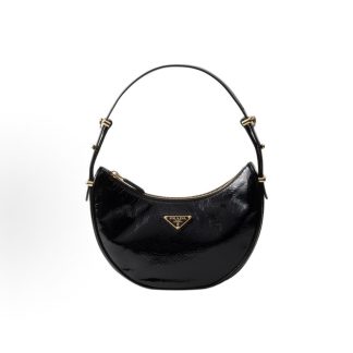 PRADA Arque Naplak Shoulder Bag Unisex Couple Black Color