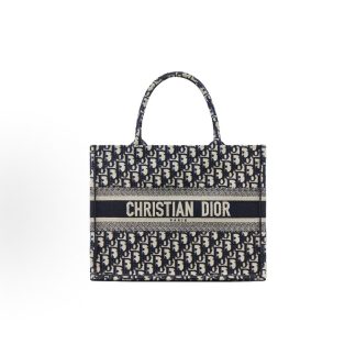DIOR BookTote Presbyopia Large Capacity Oblique Handmade Tote Bag Shopping Bag Tote Medium Women's Denim Blue