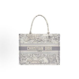 DIOR BookTote Print Pattern Embroidered Canvas Tote Medium Women's Grey