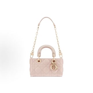 DIOR Lady D-Joy Metallic Finish Pendant Detachable Chain One Shoulder Crossbody Tote Ultra Mini Women's Rouge Pink