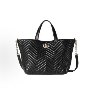 GUCCI Marmont Iconic Double G Logo Tote Tote Bag Shopping Bag Tote Bag Tote Bag Medium Women's Black