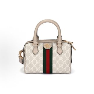 GUCCI Ophidia Detachable Shoulder Strap Zip Closure GG Supreme One Shoulder Crossbody Tote Bag Mini Women's Beige White