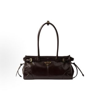 PRADA Bonnie Brand Logo Zip Fastening One Shoulder Tote Medium Women's Dark Brown