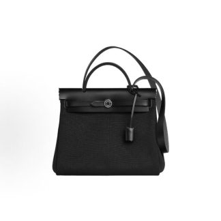 Hermes Herbag Zip 31 laque Silver Buckle One Shoulder Crossbody Tote Bag 31 Unisex Couple 89 Noir Black