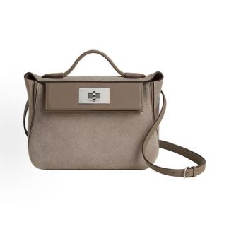 HERMES 2424 - 21 Silver Buckle One Shoulder Crossbody Tote Women's Taupe