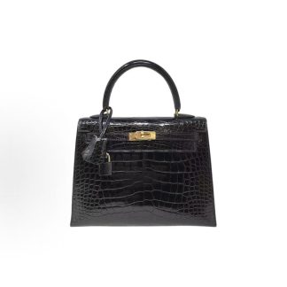 HERMES Kelly 25 Gold Buckle Kelly Bag Shoulder Tote 25 Women's 89 Noir Black