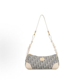 DIOR 30 Montaigne Gold-finished metallic CD logo shoulder bag mini women's denim blue beige