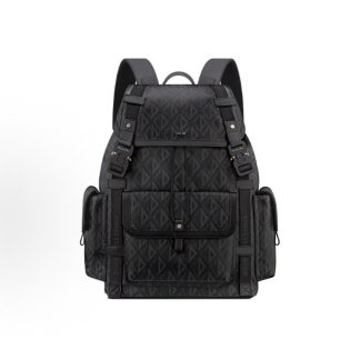 DIOR CD Diamond logo nylon jacquard diamond checkered school bag backpack backpack large size men's black