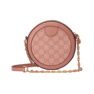 GUCCI Ophidia Presbyopia Full Print Zip Closure Chain Round Cake Bag Crossbody Shoulder Bag Mini Women's