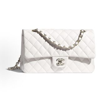 CHANEL Classic Flap CF 21S Chain Shoulder/Crossbody Bag, White
