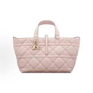 DIOR Toujours Quilted Monogram Pendant Lace-up Closure Indigenous Bag Shoulder Tote Small Women's Cherry Blossom Pink
