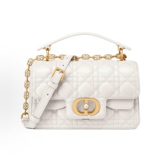 DIOR Jolie CD logo detachable adjustable shoulder strap cannage One shoulder crossbody tote Small Women's Milky white